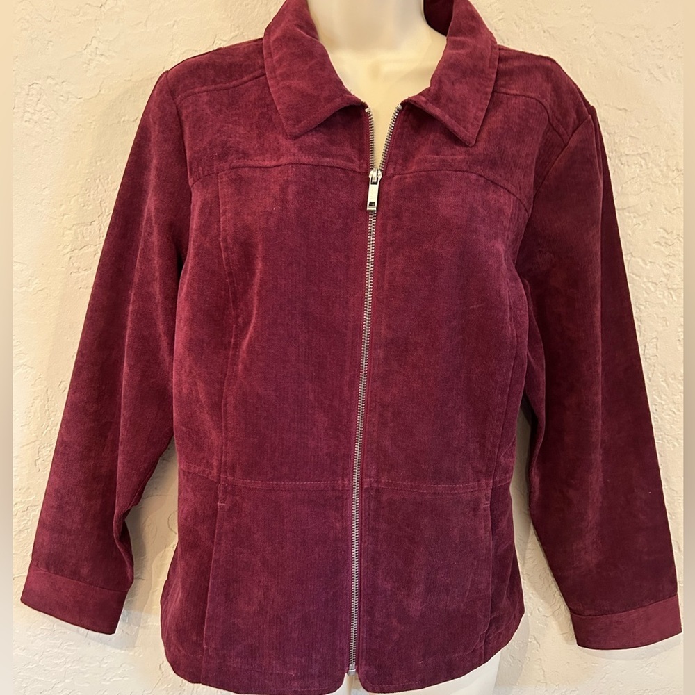 Burgundy suede-like women’s jacket size PL